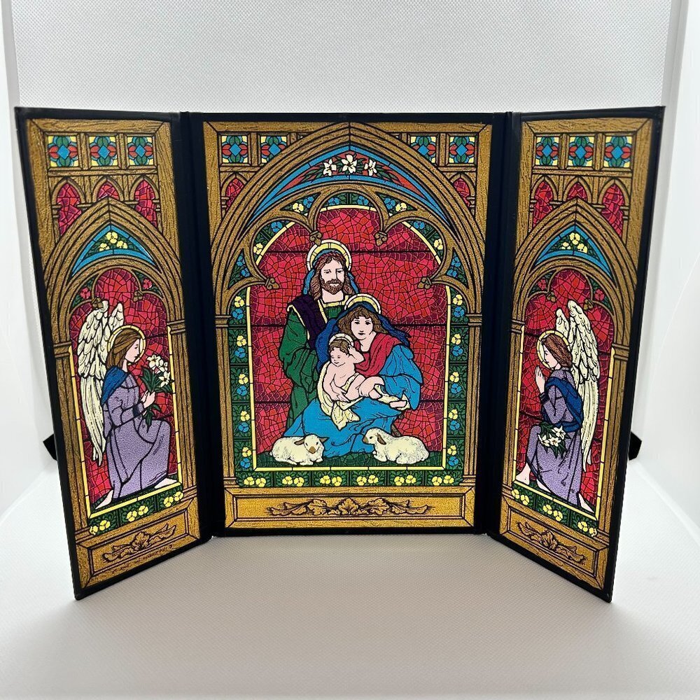 Vintage Seriglass by Yorkraft 4 x 9 double St Francis with animals stained glass